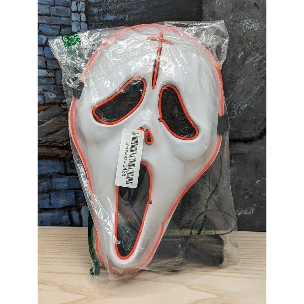 LED Light Up Scream Mask with Cross Purge Halloween Costume Mask NIP